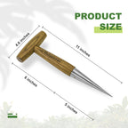 Haliaeetus Dibber Garden Tool, Stamped Stainless Steel Tip Seed Dibber