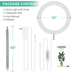 LORDEM 10" Grow Light for Indoor Plants, Full Spectrum Plant Lamp with 160 LEDs, 4H/8H/12H Timer, 6 Dimmable Levels, 3 Spectrum Modes, Height Adjustable 65", Ideal for Growing Large Tall Plants