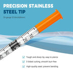 1ml/cc 30G 5/16" 8mm Scientific Lab Syringe, Pack of 100, Disposable Individual Package