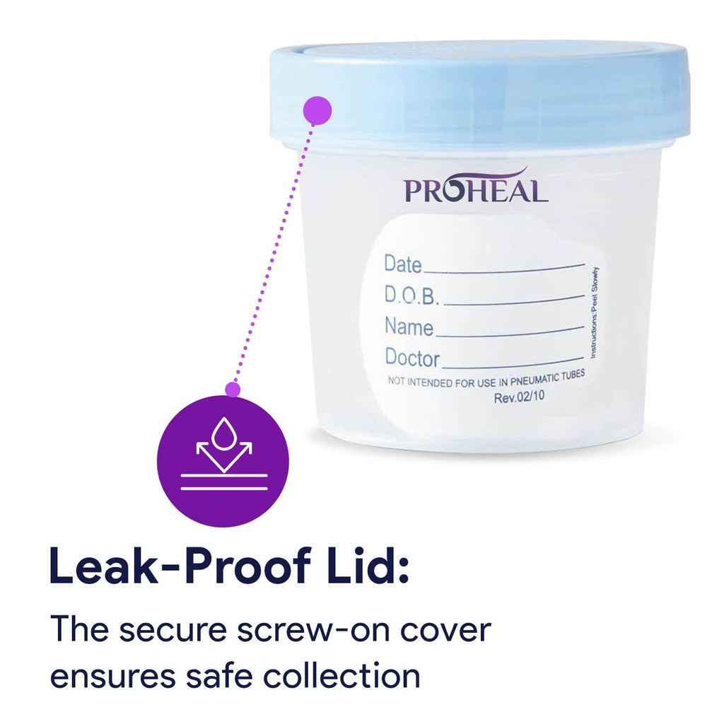 Sterile Urine Specimen Cups with Lids (25PK) - 4 oz. Sample Urine Cups for Specimen Collection - Individually Wrapped Urine Cups for Testing - Stool, Semen Analysis, and Pee Cup