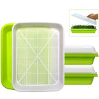 SUNPRO 2-Pack Seed Sprouter Tray with Humidity Lid, BPA Free Food Grade Soil-Free Sprouting Kit, Large Capacity Wheatgrass Grower & Microgreens Germination Station for Beans, Peas, Cat Grass (Green)