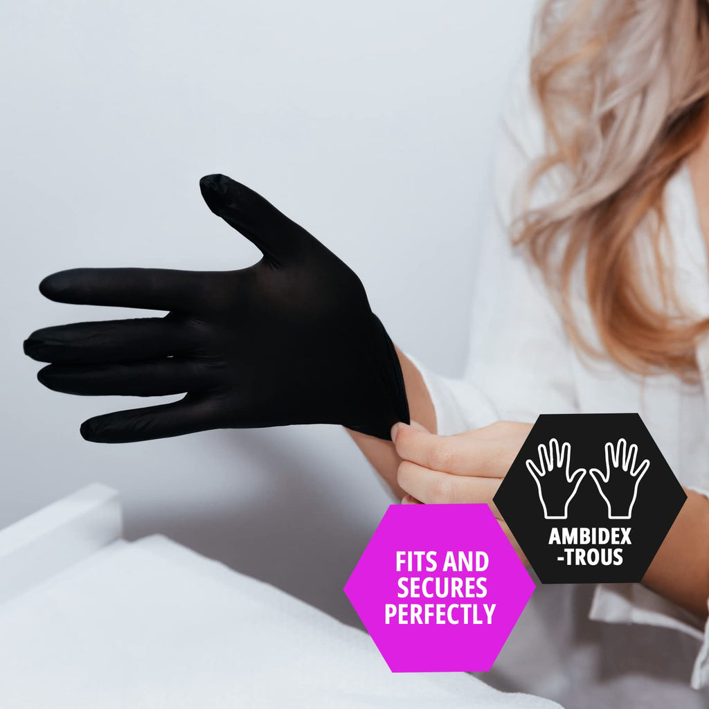 MED PRIDE Black Nitrile Medical Examination Gloves (Medium, 1000-Count) Ultra-Strong Thick, Latex & Rubber Free, Disposable Powder-Free Gloves for Healthcare & Food Handling Use