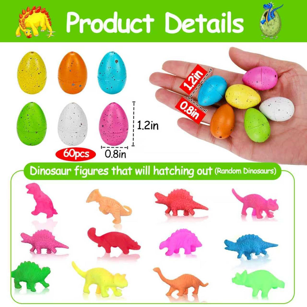 60PCS Small Hatching Dinosaur Eggs for Dinosaur Birthday Party Favors Bulk