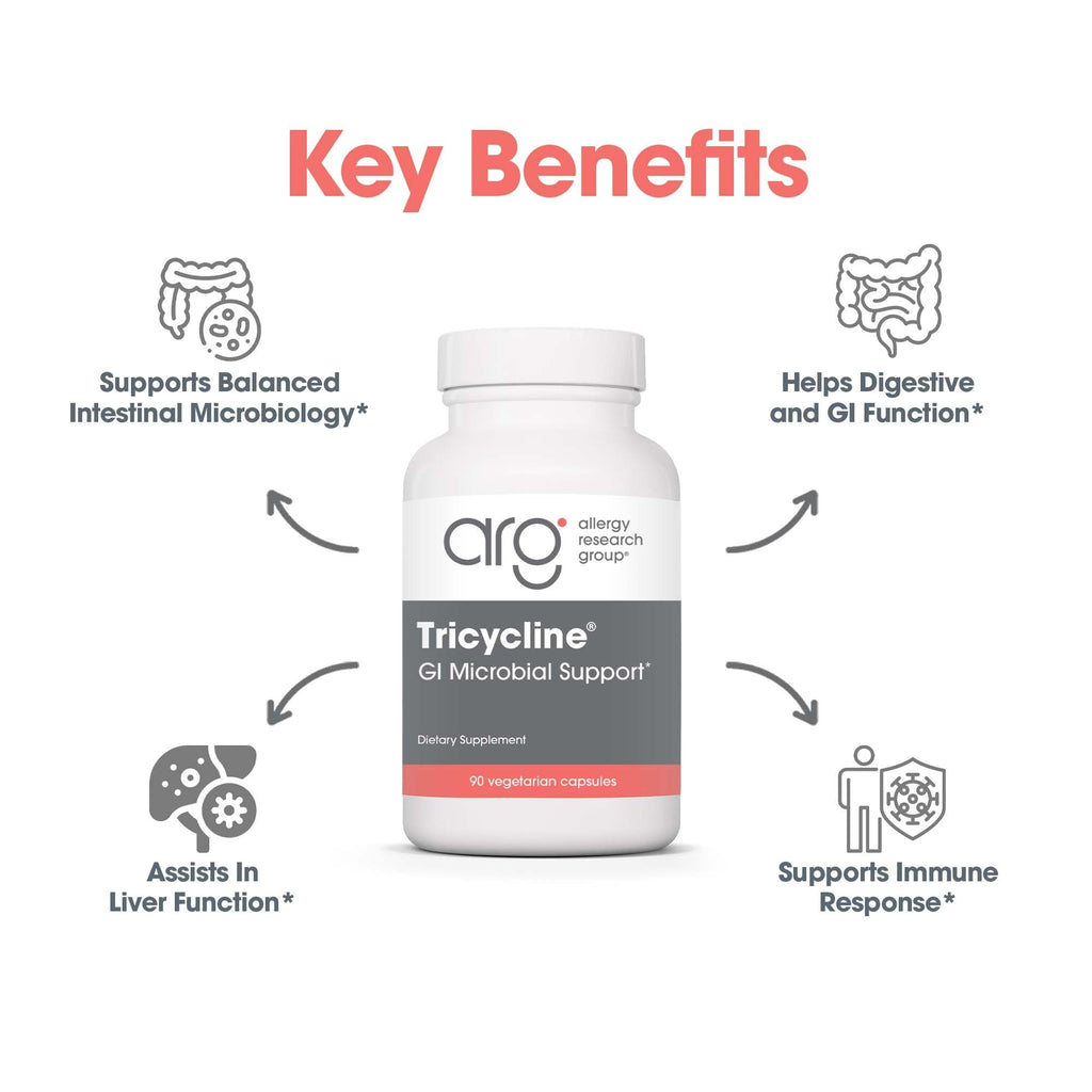 Allergy Research Group ARG Tricycline - Gut Health Supplement with Berberine & Artemisinin - Digestive & Microbiome Support - Botanical Blend - Vegetarian - 45 Servings - 90 Capsules