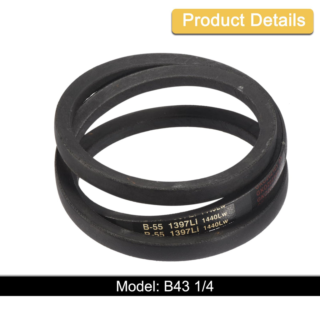 uxcell 3 Pack B55 Classic Wrapped V-Belt, 58" Outside Circumference Wrapped Industrial Rubber V-Belt B Profile V-Belt for Industrial Machinery Equipment, Black