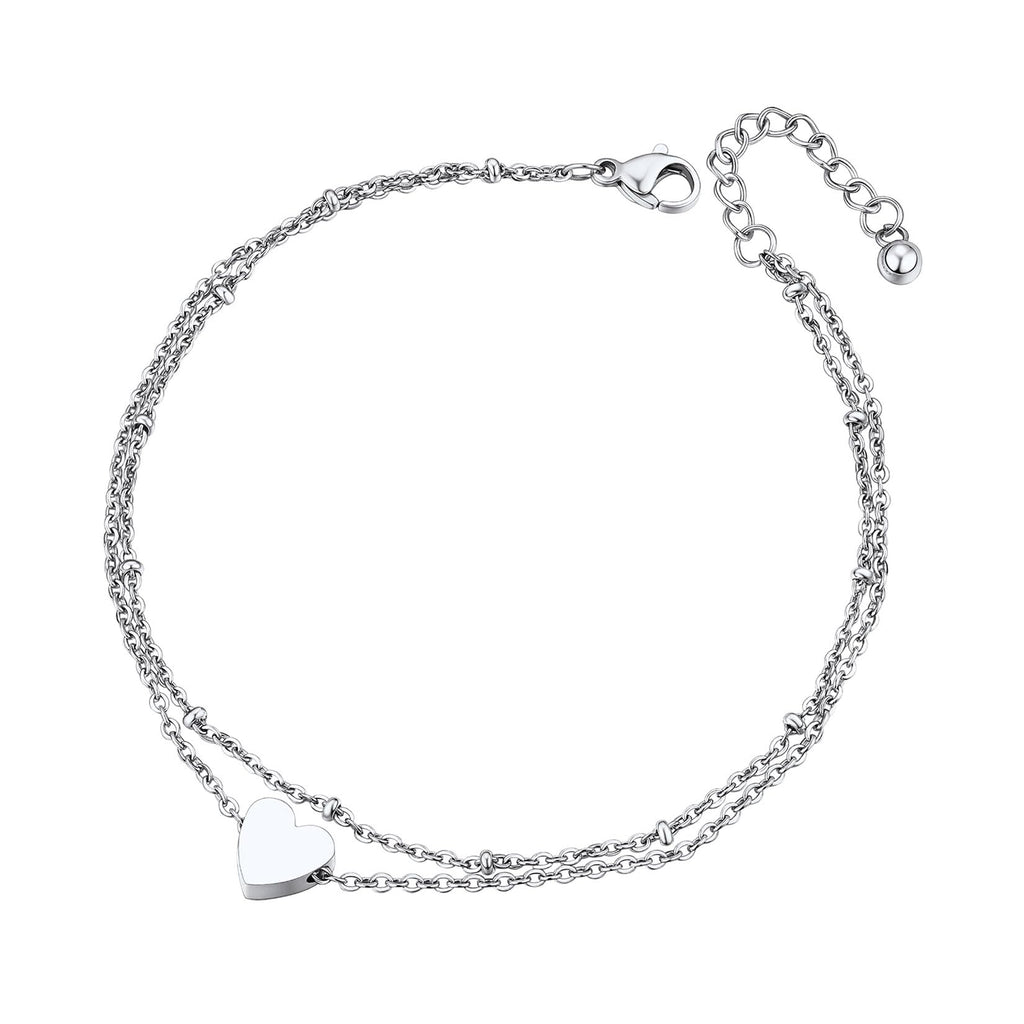 ChainsPro Anklets for Women Waterproof, Adjustable 8.5"+2" Stainless Steel Silver Ankle Bracelets for Women, Non Tarnish Layered Anklets Beach Jewelry Gifts for Swimming & Daily Wear (Send Gift Box)