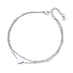 ChainsPro Anklets for Women Waterproof, Adjustable 8.5"+2" Stainless Steel Silver Ankle Bracelets for Women, Non Tarnish Layered Anklets Beach Jewelry Gifts for Swimming & Daily Wear (Send Gift Box)