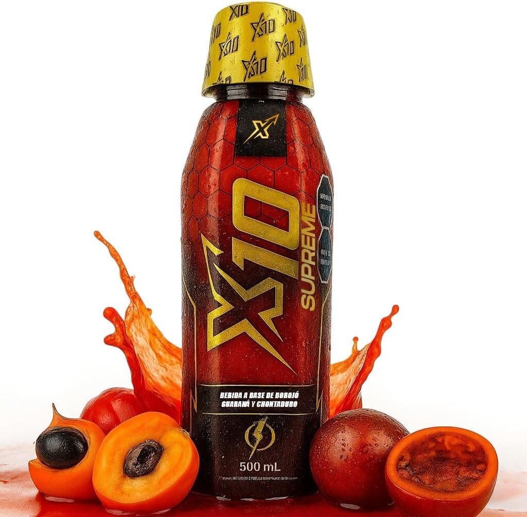 X10 Supreme Liquid 500 ML Natural Supplement (Similar Results as vitafer..Gold) - Chontaduro, Guarana, and Borojó Blend | 500 ML | Plant-Based Energy Support for Vitality