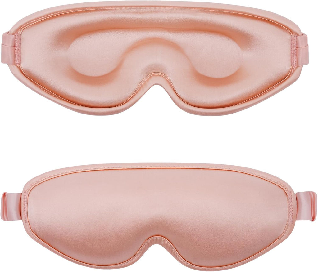 ALASKA BEAR Upgraded Silk Eye Mask with Deep Contour Molded Cups for Beauty Sleep & Lashes Extensions, Zero Pressure Sleeping Eye Cover with Silk-Cover Adjustable Strap