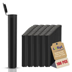 LaSyL 116mm Pre Roll Tubes - 100 Pcs, Waterproof Airtight Odor Sealing Smell Proof Container with Squeeze Pop Top, BPA Free, Black
