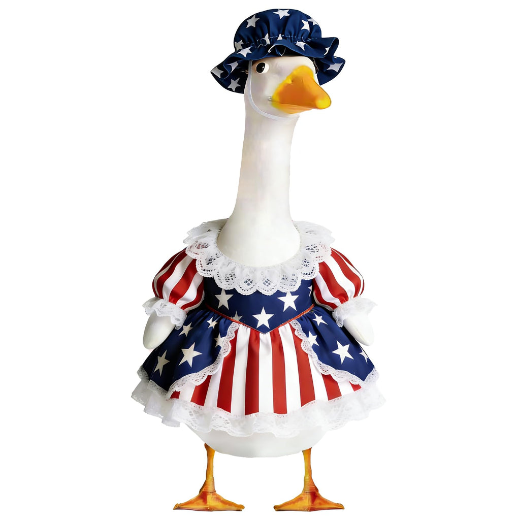 Fuzzivator 4th of July Porch Goose Outfits Patriotic Goose Outfit Memorial Day Porch Goose Outfit for 23" Geese Independence Day Summer Outdoor Patio Yard Lawn Garden