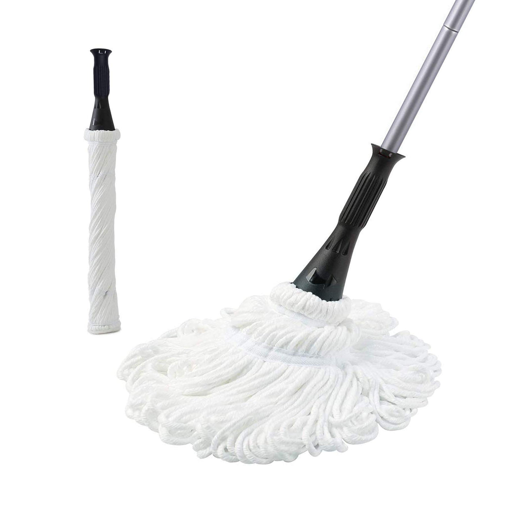 Eyliden Mop with 2 Reusable Microfiber Heads, Easy Wringing Twist Mop, 57.5 inch Long Handle, Wet Mops for Floor Cleaning, Commercial Household Clean Hardwood, Vinyl, Tile, and More (White)
