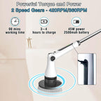 Electric Spin Scrubber, 8 in 1 Electric Cleaning Brush, Cordless Rechargeable Scrub Brush with 8 Replaceable Brush Heads, Adjustable Length and Angle Power Scrubber for Bathroom Tile Bathtub Glass