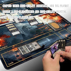 MTG Playmat Size 24x14in Free Storage Bags Non-Slip Backing, Ideal for Card Game Enthusiasts TCG Playmat Mouse Pad (Mountain Fog loft-with Zone)