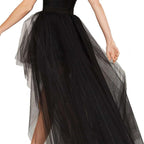 MisShow Women's Hi-Lo Tulle Tutu Skirt for 80s Party & Halloween, Black