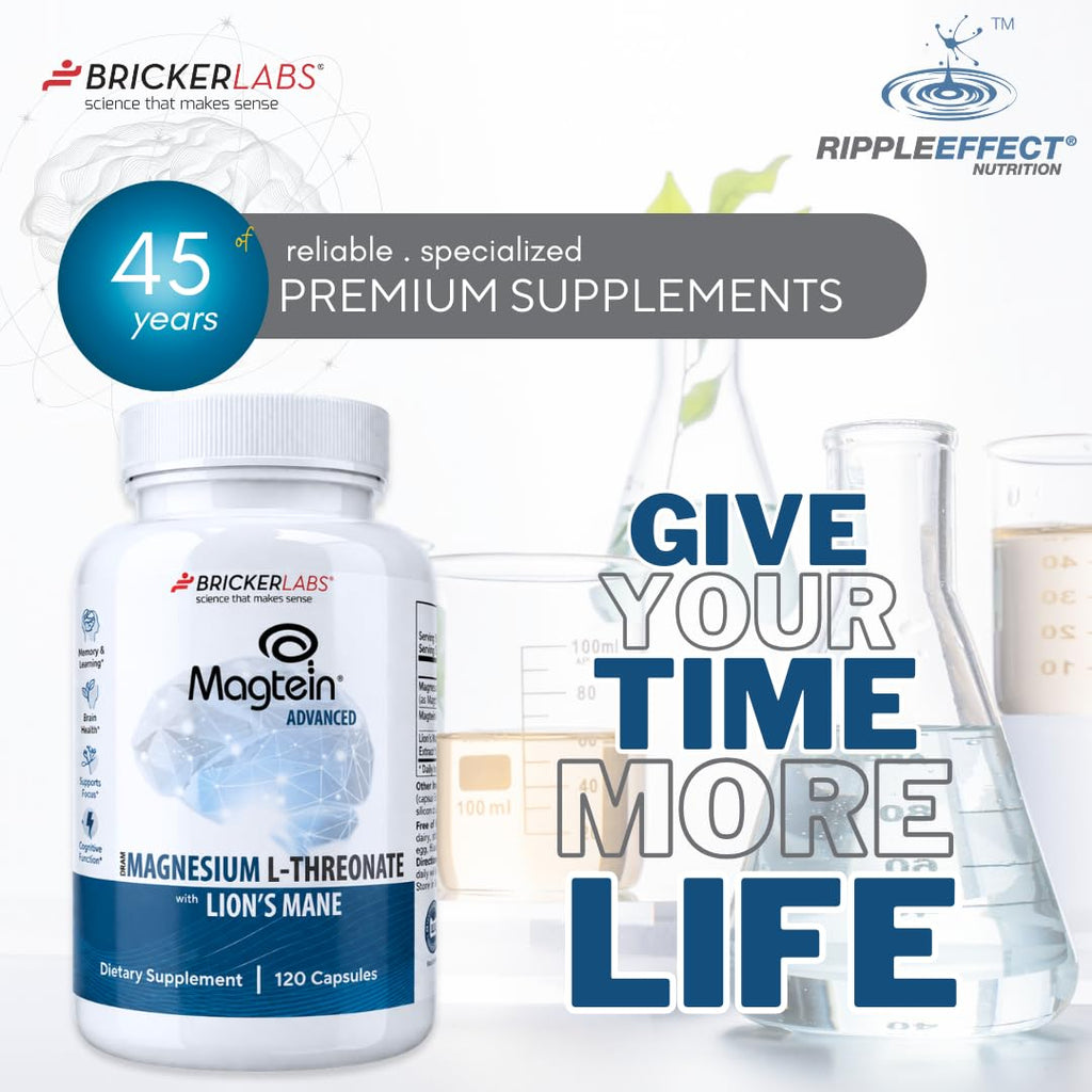 Bricker Labs Magtein & Lion's Mane Magnesium L-Threonate Supplement