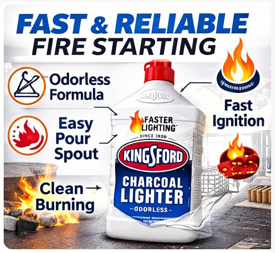 Charcoal Lighter Fluid, Odorless, Faster Lighting, 32 oz, 4 Pack