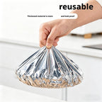 200 PCS Aluminum Foil Food Covers, Upgraded&Thickened Reusable Aluminum Foil Food Covers, 110℃ Heat Resistant Elastic for Meals Vegetable Fruit Leftovers for Kitchen Reusable Picnic Restaurant