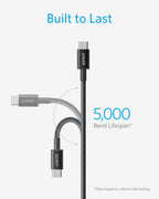 Anker USB C to USB C Cable, 100W Fast Charging Cable (2-Pack, 10 ft, Black)