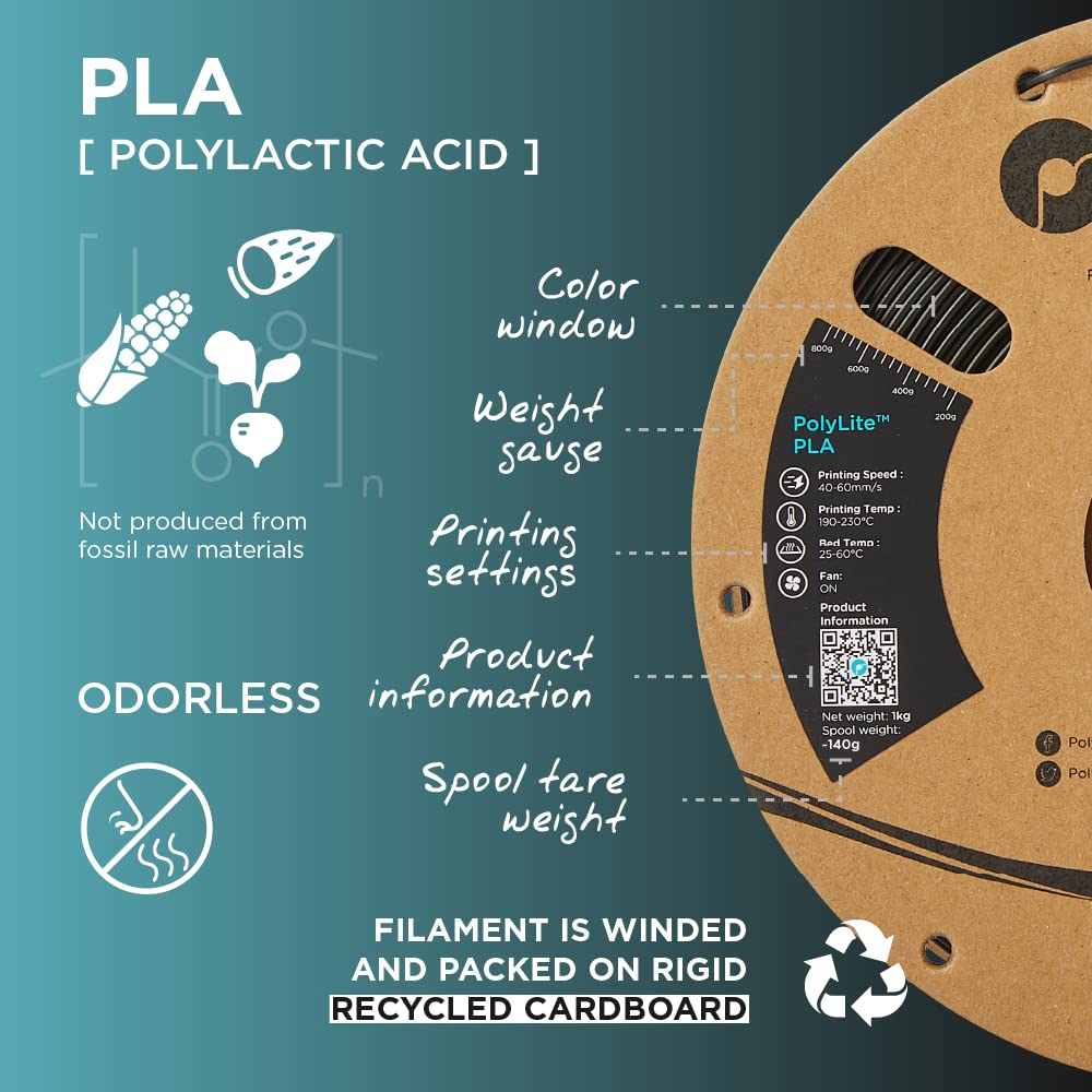 Polymaker PLA Filament, Beige 3D Printing PLA Filament 1.75mm 1kg - PolyLite 3D Printer PLA Filament, Dimensional Accuracy +/- 0.03mm, Compatible with Most 3D Printer, Beige
