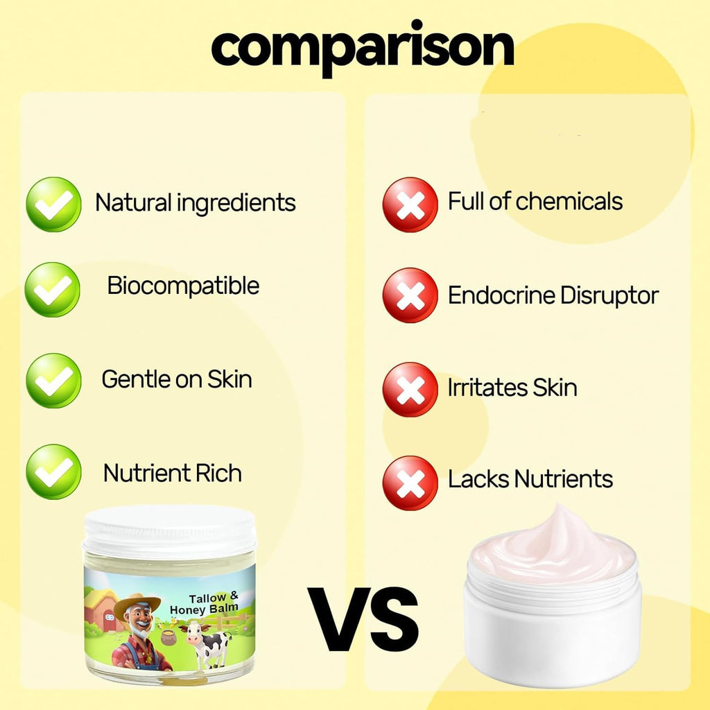 SVPMECN Tallow and Honey Balm, Tallow Face Moisturizer, Beef Tallow for Skin, Handmade All-Natural Moisturizer with Grass-Fed Beef Tallow & Raw Wild Honey for Smooth, Natural Formula, Hydrated Skin