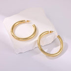Gacimy Chunky Hoop Earrings for Women 14K Gold Plated, 925 Sterling Silver Post Hoops for Women, 50mm Yellow Color Big Earrings