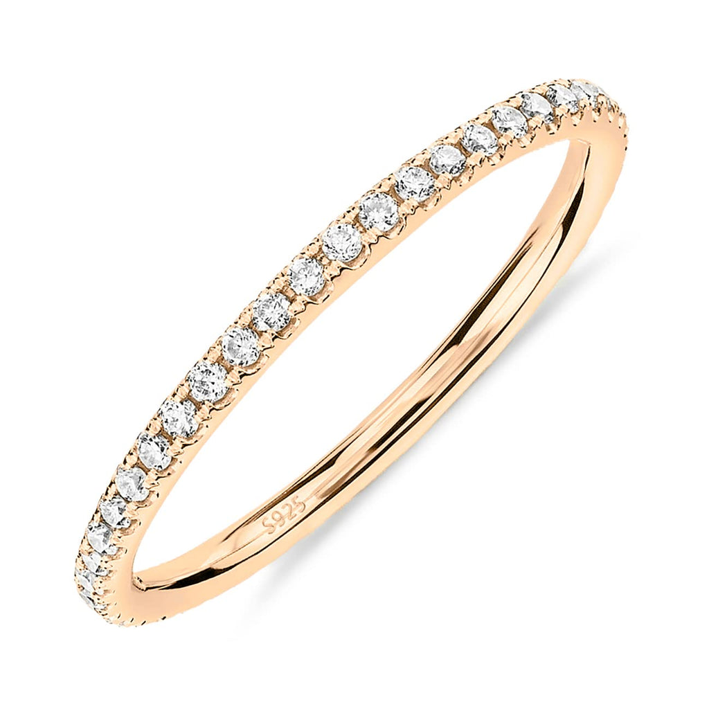 PAVOI 14K Gold Plated 925 Sterling Silver Eternity Band for Women, Yellow 7