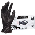 ForPro Disposable Vinyl Gloves, Black, Industrial Grade, Powder-Free, Latex-Free, Non-Sterile, Food Safe, 2.75 Mil. Palm, 3.9 Mil. Fingers, Medium, (Pack of 300)