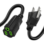Power Extension Cord 15FT, 3 Prong Grounded Electric Extension Cable Outlet Saver, Single Outlet, Outside, Heavy Duty, Waterproof, Flexible, 16AWG, SJTW, 13A 125V, Outdoor & Indoor Power Wire (Black)