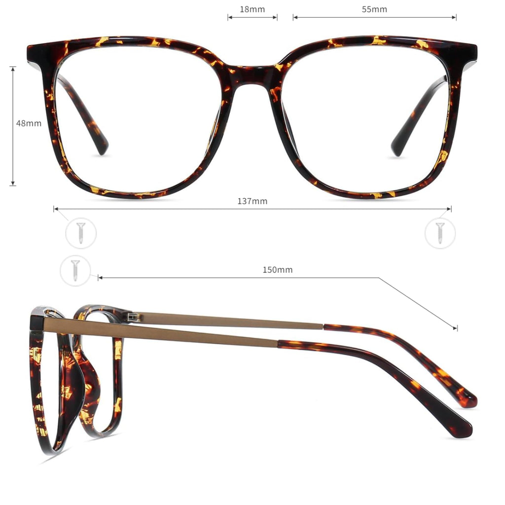 Firmoo Oversized Blue Light Blocking Glasses for Women/Men, Tortoise Shell Large Square Frame Computer Glasses for Screens