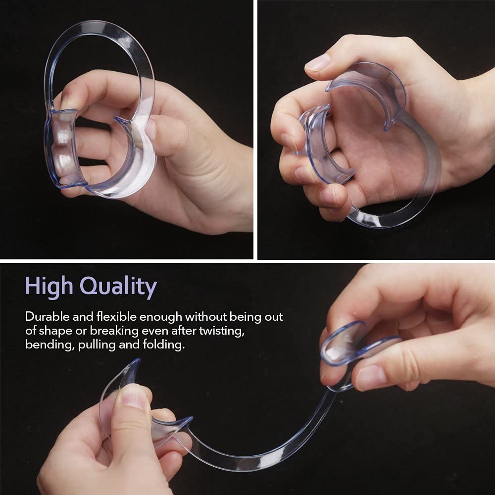 100-Pack Dental Cheek Retractor, Professional Autoclavable Mouth Opener Retractors, 100% BPA-Free, for Dentist, Teeth Whitening, Party, Mouthguard Challenge Game - Size M, Clear