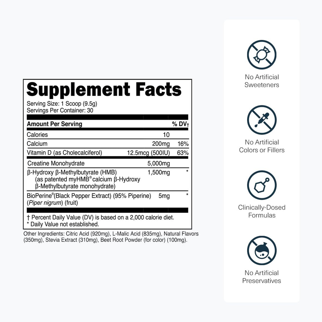 Transparent Labs Creatine HMB - Creatine Monohydrate Powder with HMB for Muscle Growth, Increased Strength, Enhanced Energy Output, and Improved Athletic Performance - 30 Servings, Hawaiian Splash