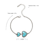 Wrangler Heart Charms Link Bracelet, 14K Gold Turquoise Jewelry for Women