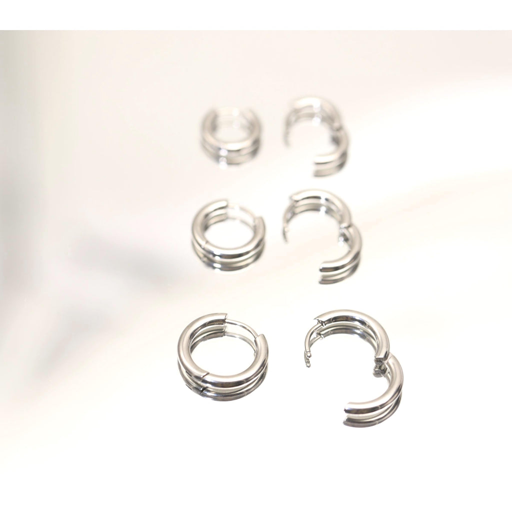 BLISI 3 Pairs ASTM F136 Titanium Silver Hoop Earrings 8mm/10mm/12mm Thick Lightweight Huggie Hoops Earrings for Women Hypoallergenic Sleeper Earrings for Sensitive Ears