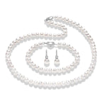 Freshwater Pearl Necklace Set Includes Bracelet and Earrings Genuine Pearl Set Jewelry for Women 925 Sterling Silver Pearl Jewelry for Mother's Day, Anniversary, Birthday, Valentine's Day, Wedding