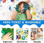 ABEIER Washable Finger Paint Kit for Toddlers, 12 Colors with Paint Tools, Safe Non-Toxic, Baby Safe Paint for Hand and Feet, Mess Free Art Supplies for Kids, DIY Crafts, Kids Gifts, Ages 3+