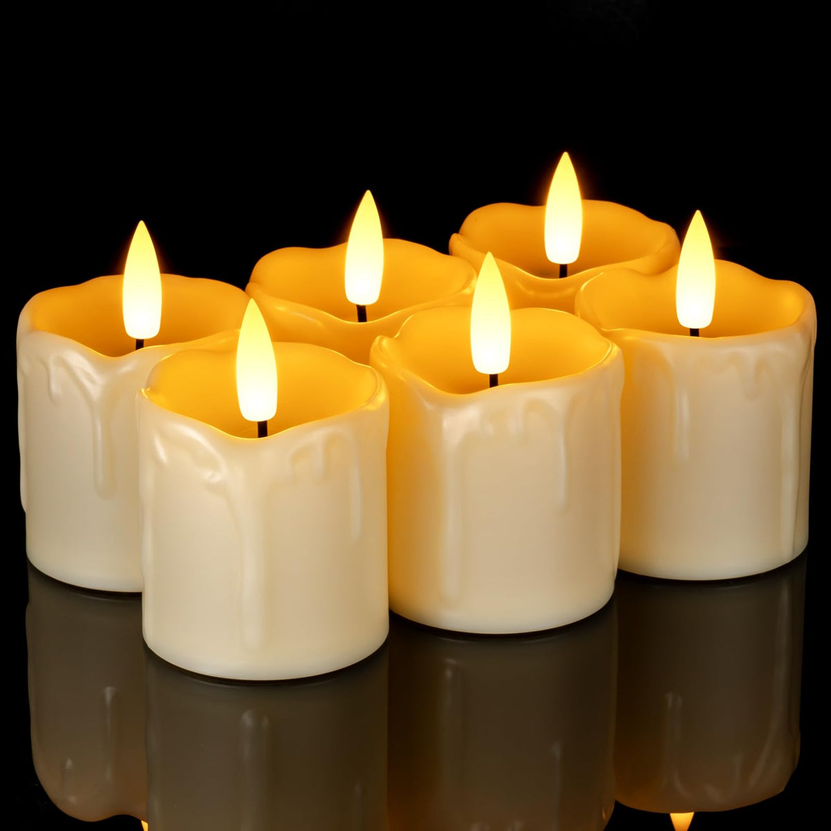Homemory 2"x 2" Ivory 6 Hour Timer Flameless Votive Candles, 6 Pack