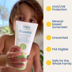 TruKid Eczema Mineral Sunscreen SPF 30 - All Natural Kids & Baby Sunscreen for Face & Body, Non-Toxic Zinc Oxide Sunblock Protection for Sensitive Skin, Unscented, FSA Eligible, Travel Size 3.4oz