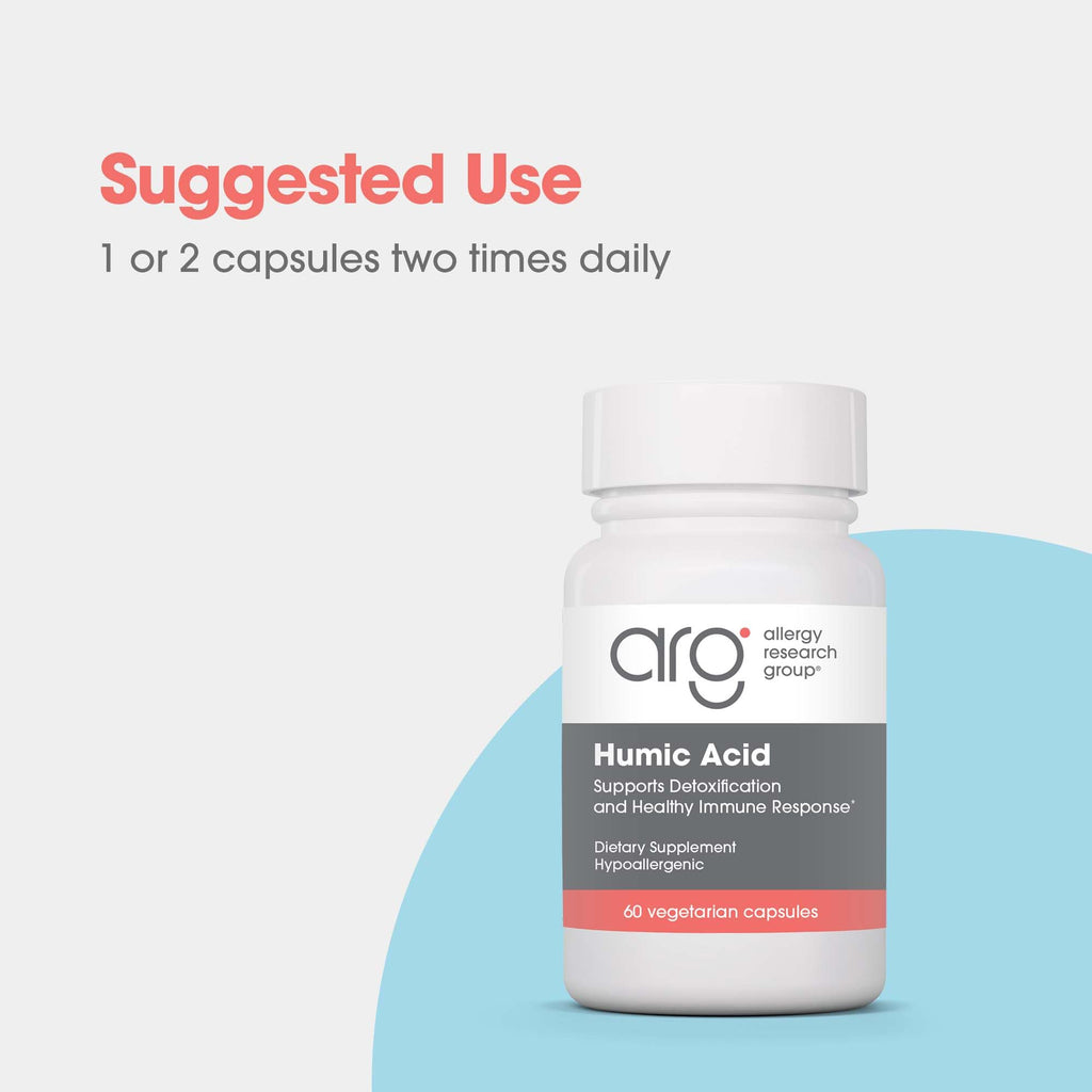 Allergy Research Group Humic Acid - Delivers 750 mg Humic Acid - Supports Detoxification & Immune Response - Membrane Active Formula - 30 Servings - 60 Capsules