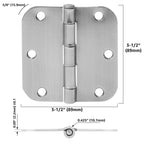 Amazon Basics Rounded Interior Door Hinges with Screws, 3.5" x 3.5", Satin Nickel, Curved Corners, 18-Pack