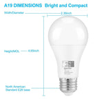 Qualilux Dusk to Dawn A19 LED Light Bulbs Outdoor, Automatic On/Off, 60W Equivalent, Warm White 3000K, Energy Efficient 9.5W, 850 Lumen, E26 Base, 4-Pack, HQ-H009