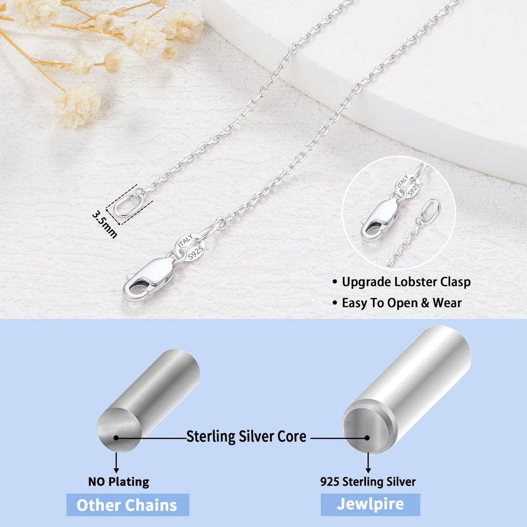 Jewlpire 925 Sterling Silver Chain Necklace for Women, 1.2mm Cable Chain Silver Chain for Women Thin & Dainty & Sturdy Women's Chain Necklaces 18 Inch