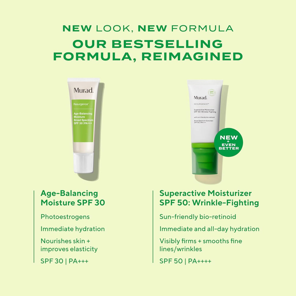 Murad Superactive Wrinkle-Fighting Moisturizer SPF 50 - Bio-Retinoid Ultra Sheer Facial Sunscreen Gently Targets Fine Lines and Wrinkles With Aging Protection From UVB/UVA - 1.7Fl Oz