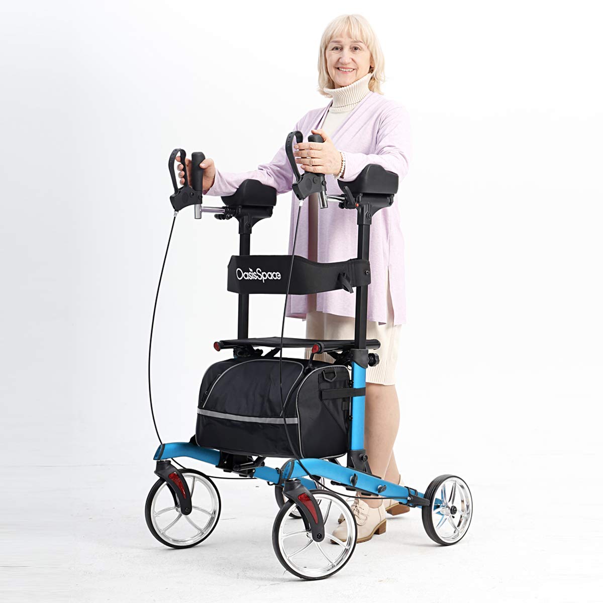 OasisSpaceUpright Walker for Senior,Rollator with Seat Support Up 450 lbs