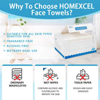 HOMEXCEL Face Towels 200 Count (4 Box), Disposable Makeup Remover Wipes, Super Soft Biodegradable Dry Facial Hand Clean Facial Towels Wash Cloth