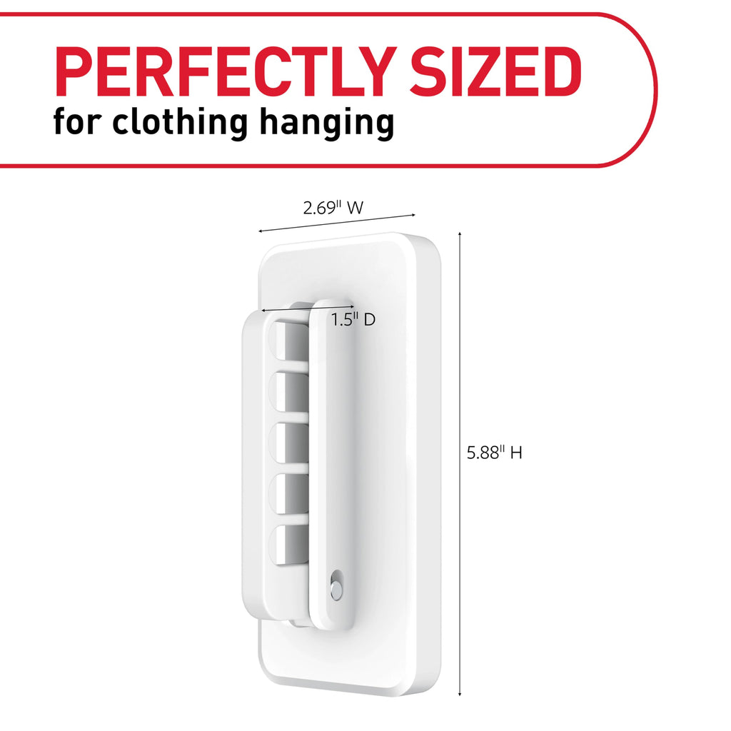 Command Folding Clothes Hanger,Holds up to 5 Hangers 7.5 lb,1.5lbs per Rung,1 Hook with 5 Rungs,4 Strips,Closet Organizer,Home Organization,(Pack of 2)