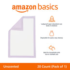 Amazon Basics Cat Pee Pads, Super Absorbent, Odor Control, Universal Fit for Litter Box, Disposable, Multi-Cat, Unscented, Purple and White, 20 Count