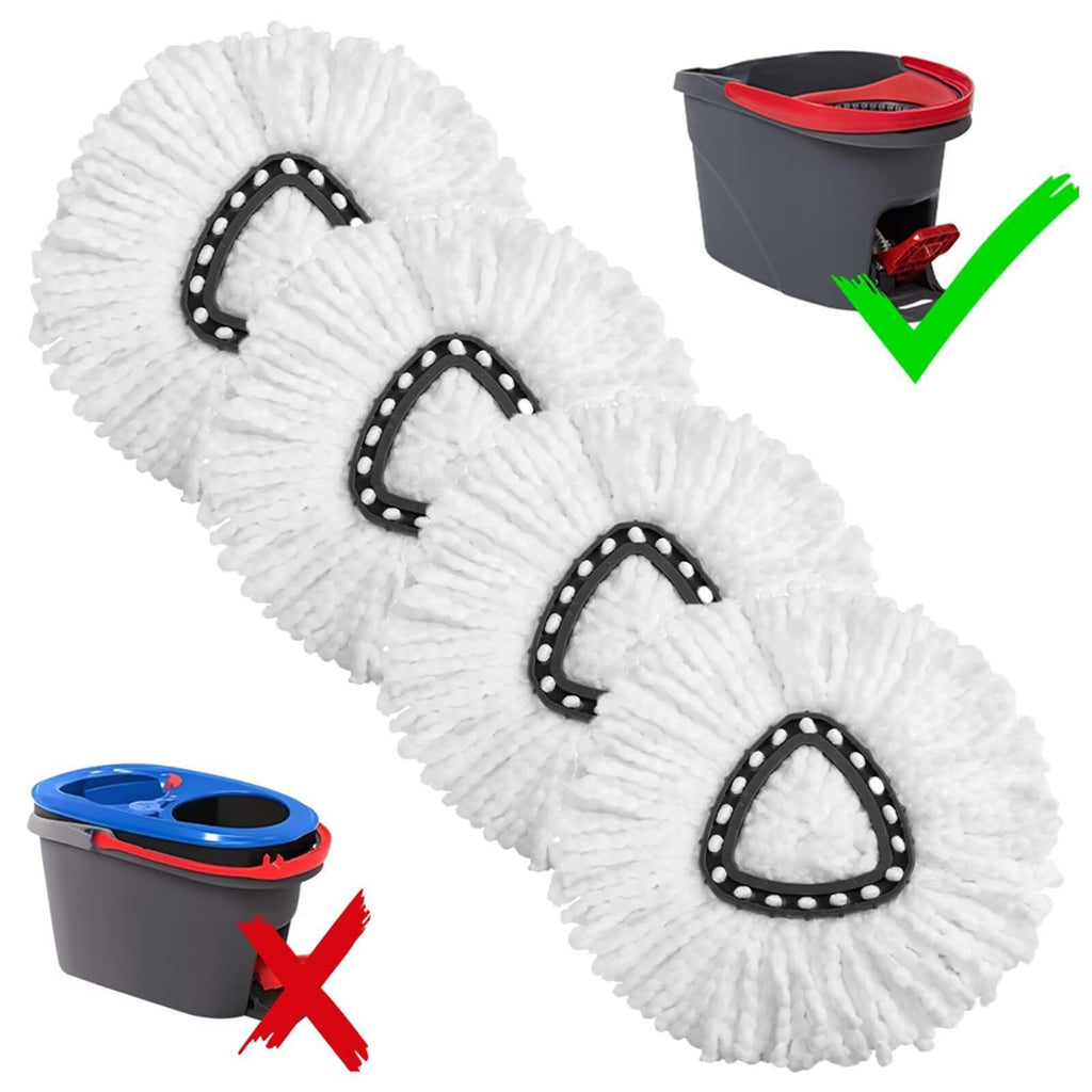 YUAKOU 4-Pack Mop Replacement Heads For Ocedar Mop Replace Head EasyWrin Spin Mop Heads Replacements, White Microfiber, Floor, Wall