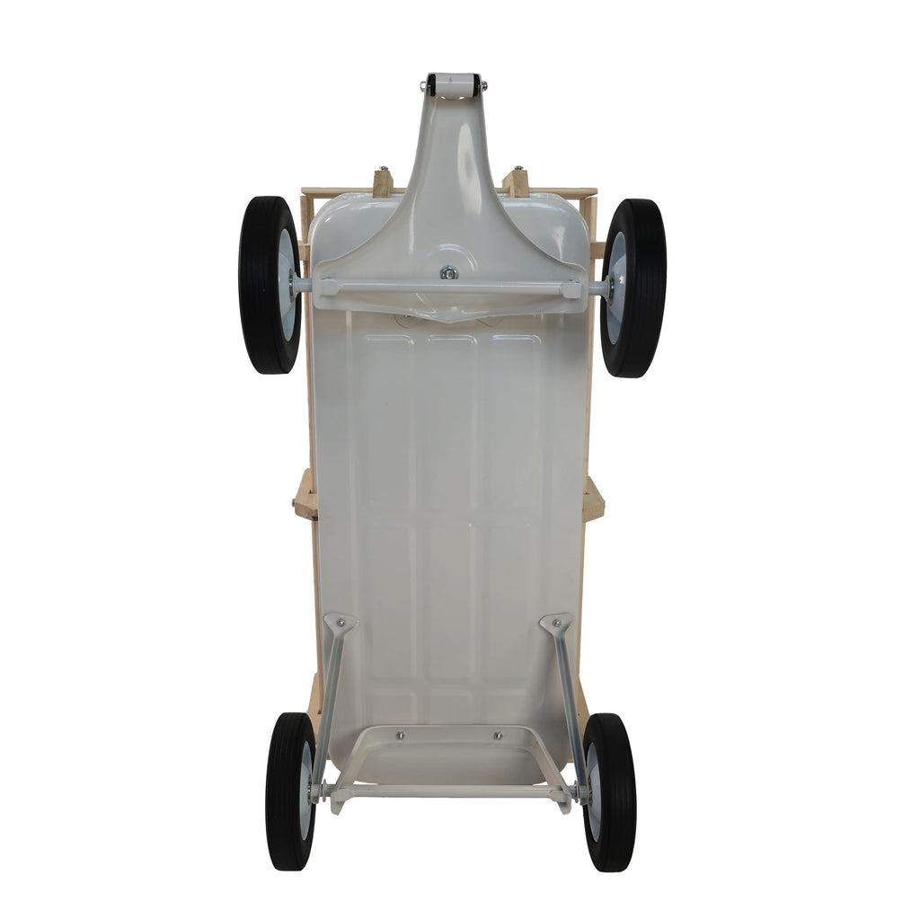 ZeHuoGe Outdoor Sport Wagon All Terrain Pulling w/Removable Wooden Side Panels, Solid Tires Big Foot Panel Wagon,Pull-Along Wagons (White)