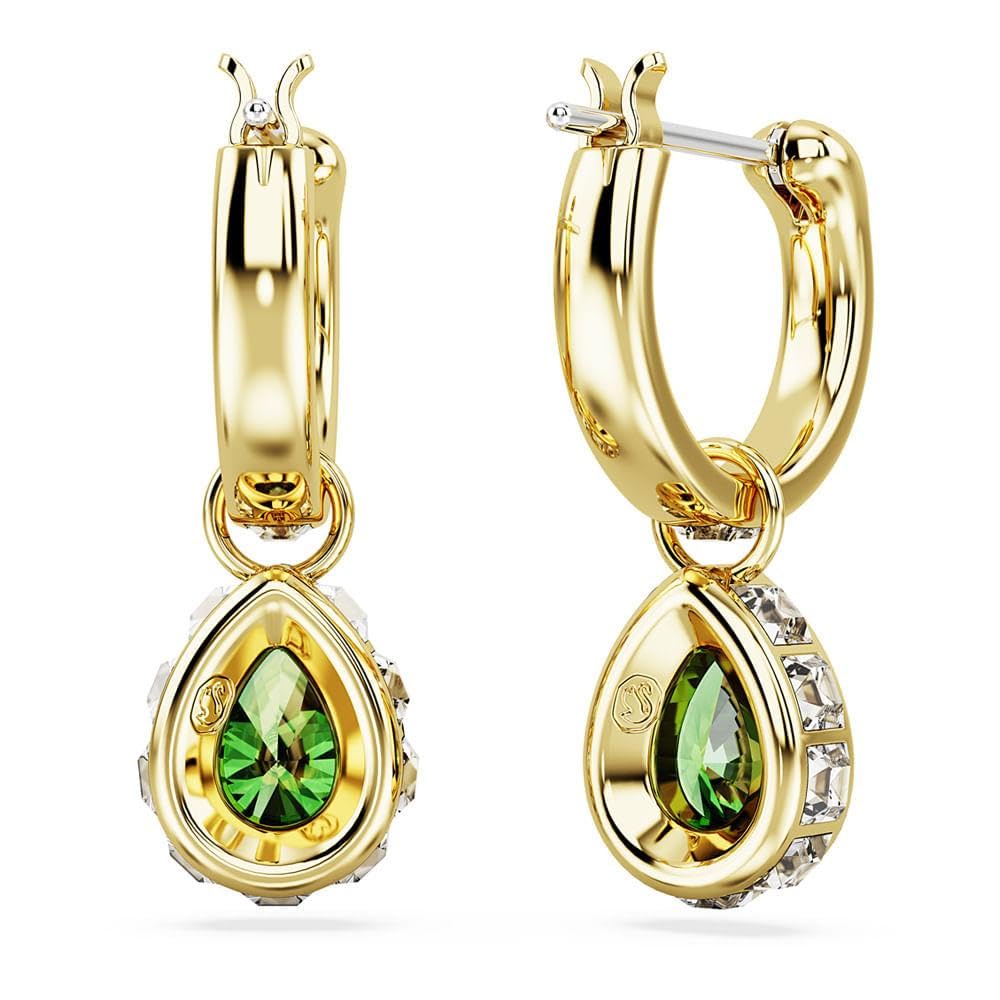 Swarovski Chroma Drop Earrings, Green Pear-Cut Stones in a Gold-Tone Finished Setting, Part of the Swarovski Chroma Collection